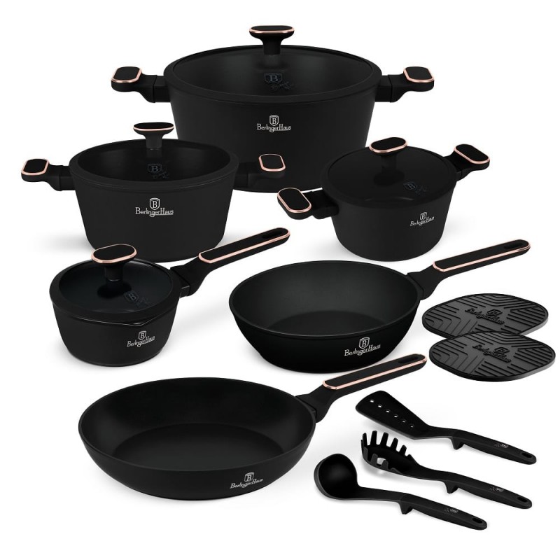 15 dalių puodų rinkinys Berlinger Haus BH-8363 Black Rose