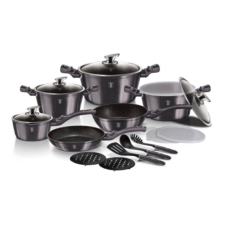18 dalių puodų rinkinys Berlinger Haus BH-6887 “Metallic Line” Carbon Pro