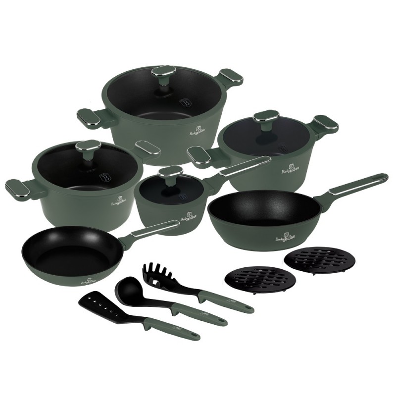 15 dalių puodų rinkinys Berlinger Haus BH-8208 Matte Green